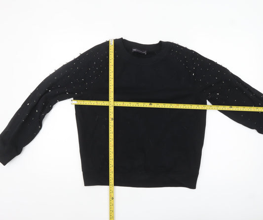 Marks and Spencer Womens Black Beaded Long Sleeve Sweatshirt XS