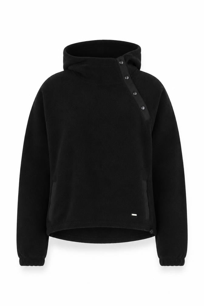 Hollister Womens Black Small Fleece Hoodie with Snap Closure