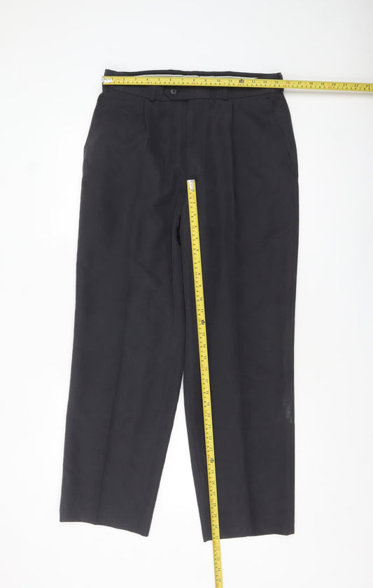 Maine New England Men’s Black Pleated Trousers 32R Regular Fit