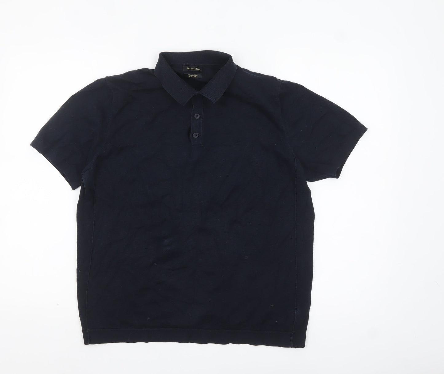 Massimo Dutti Men’s Blue Cotton Polo Shirt Size M Regular Fit