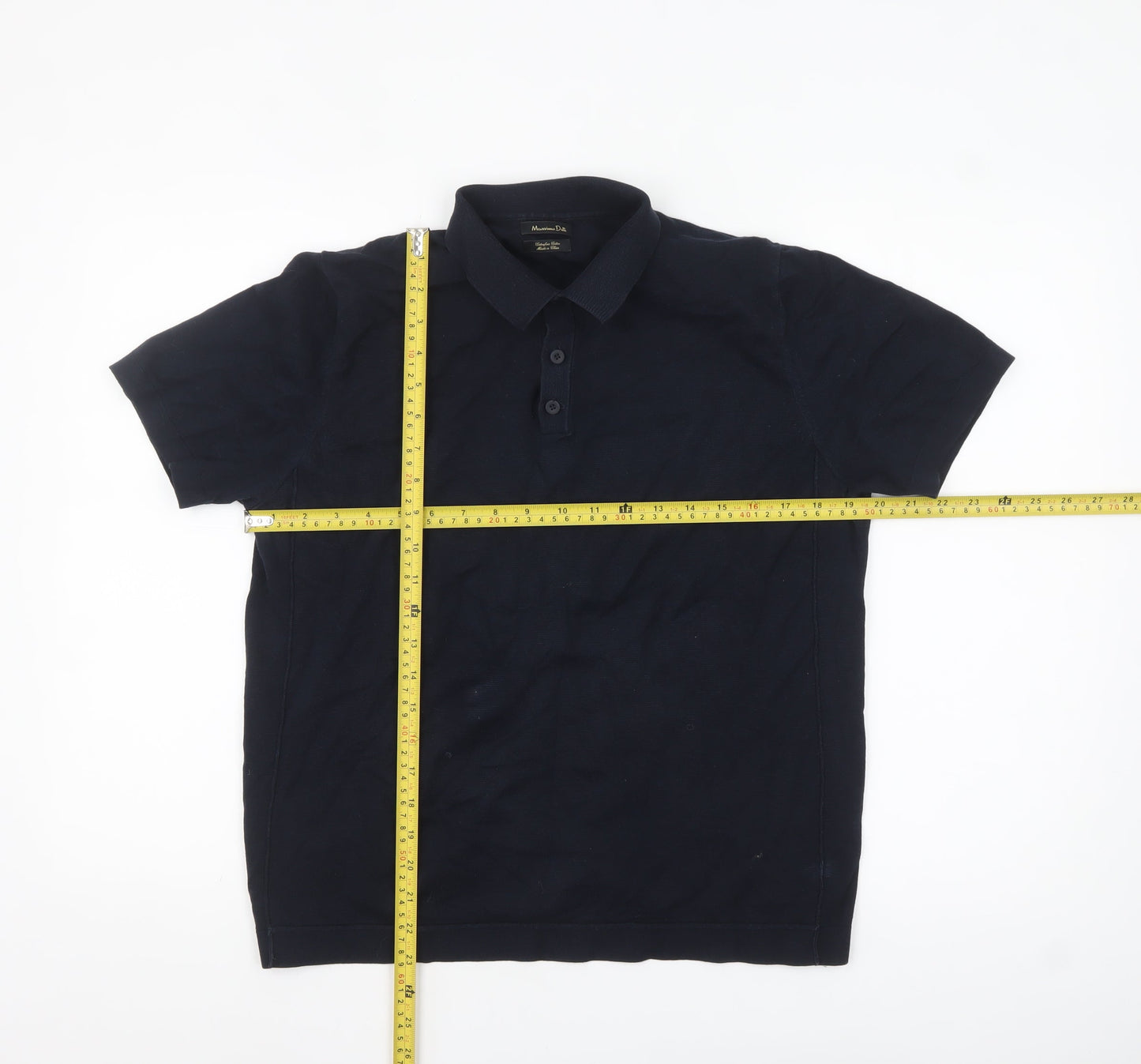 Massimo Dutti Men’s Blue Cotton Polo Shirt Size M Regular Fit