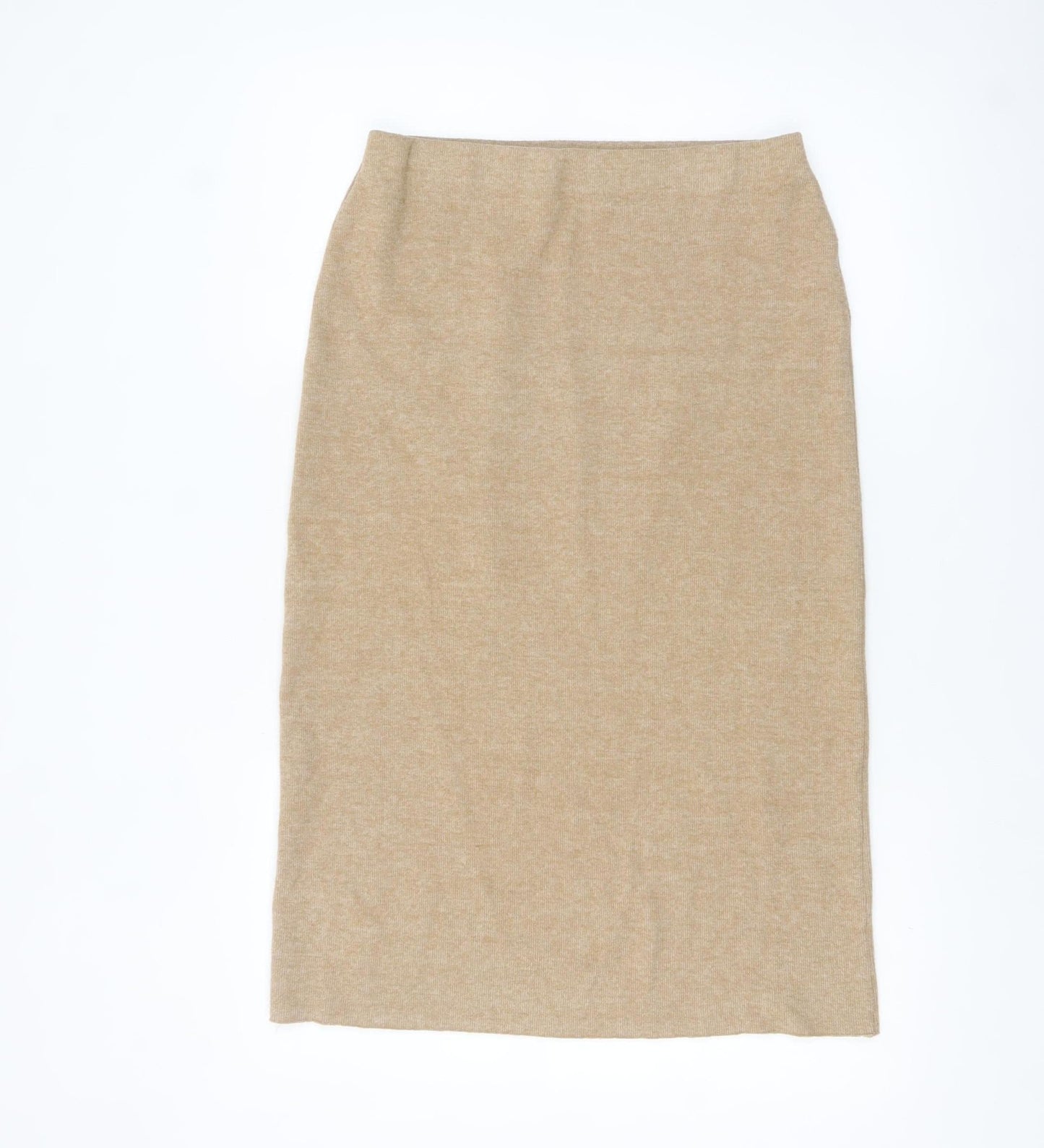 Zara Women Beige Midi Pencil Knit Skirt Size 12
