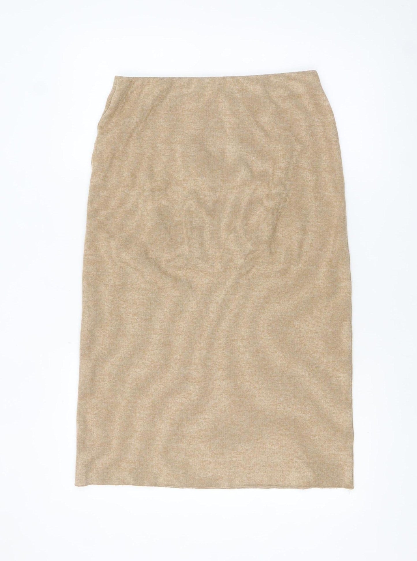 Zara Women Beige Midi Pencil Knit Skirt Size 12