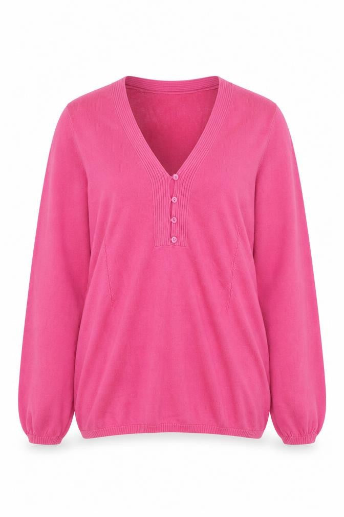H&M Mama Women's Pink V-Neck Henley Knit Jumper Size 16