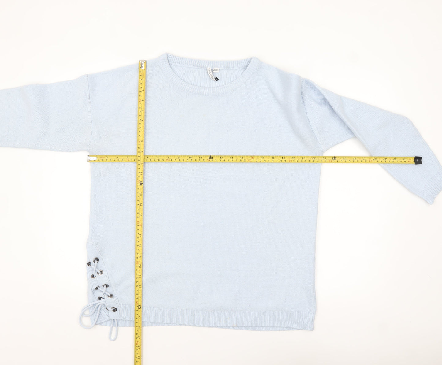 Capsule Women Blue Acrylic Crew Neck Pullover Jumper Size S
