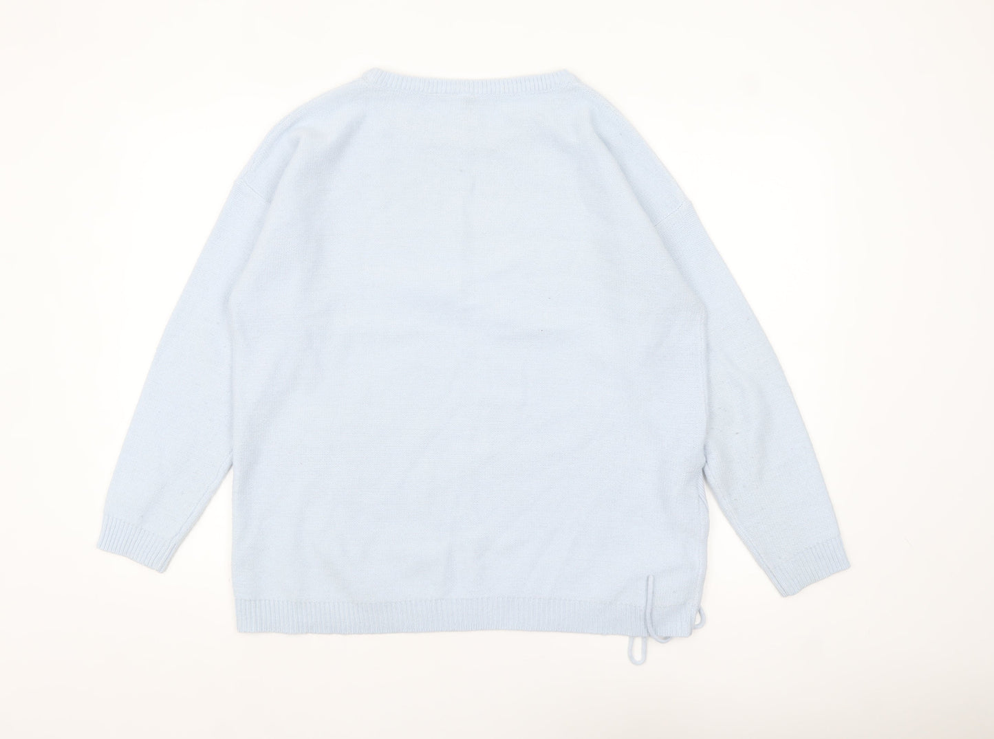 Capsule Women Blue Acrylic Crew Neck Pullover Jumper Size S