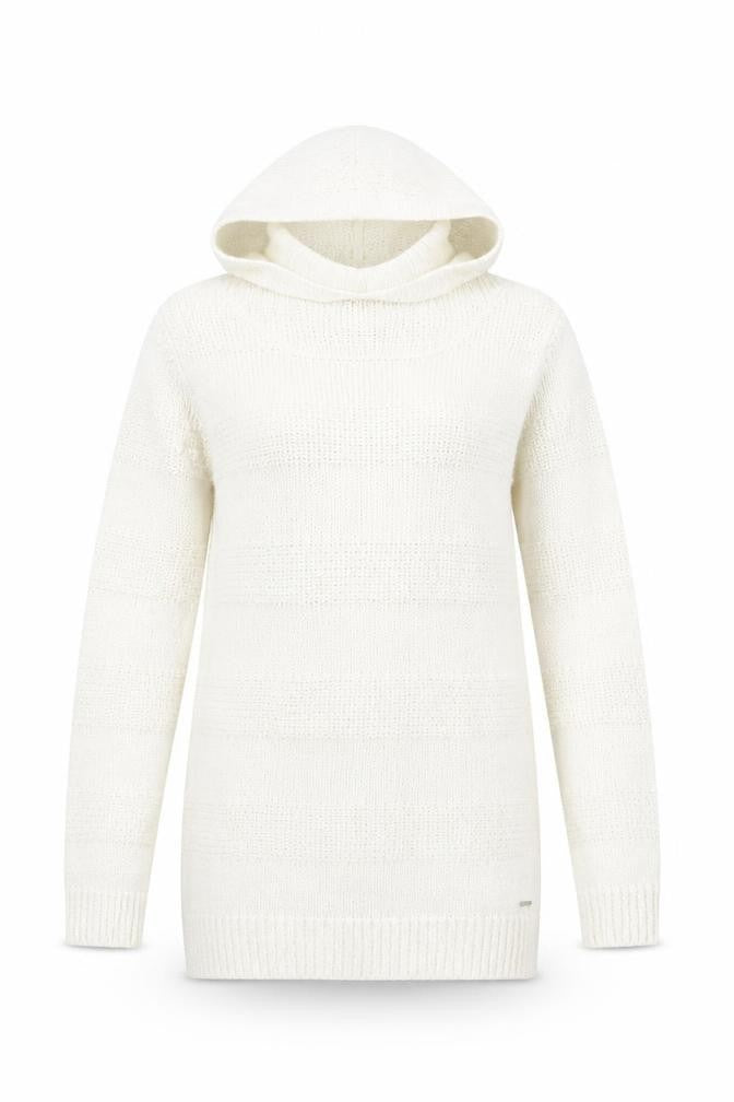 Front view of Animal Women Ivory Hooded Chunky Knit Jumper, size 12