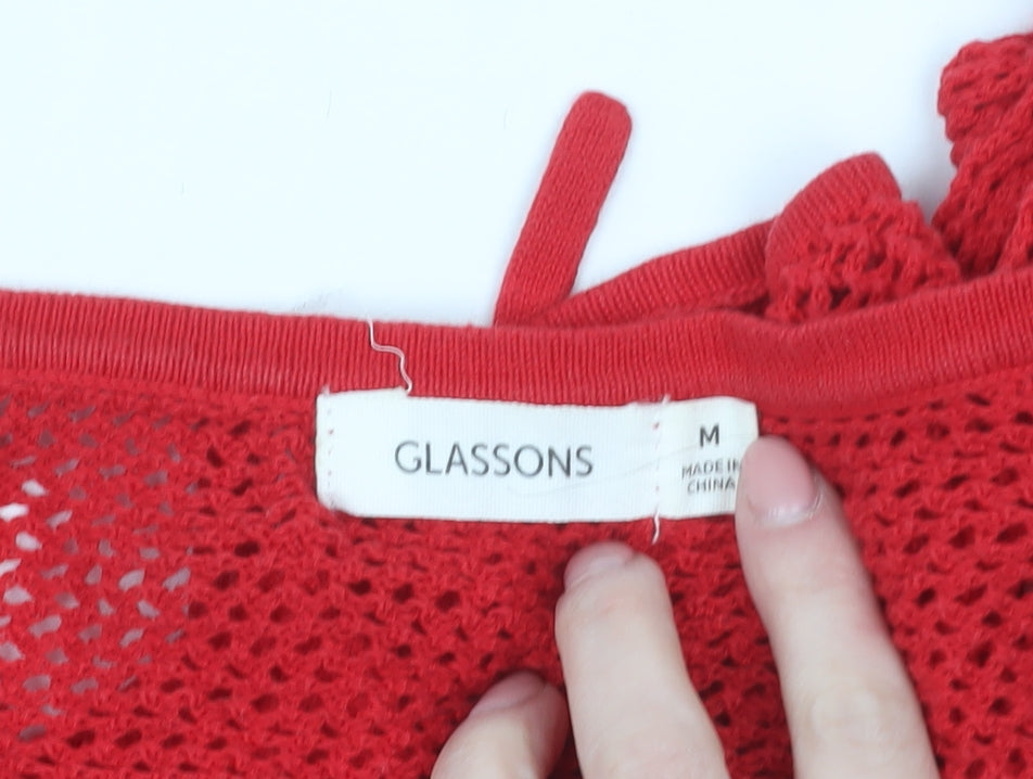 Glassons Womens Red Cotton Knit Shrug Jumper M