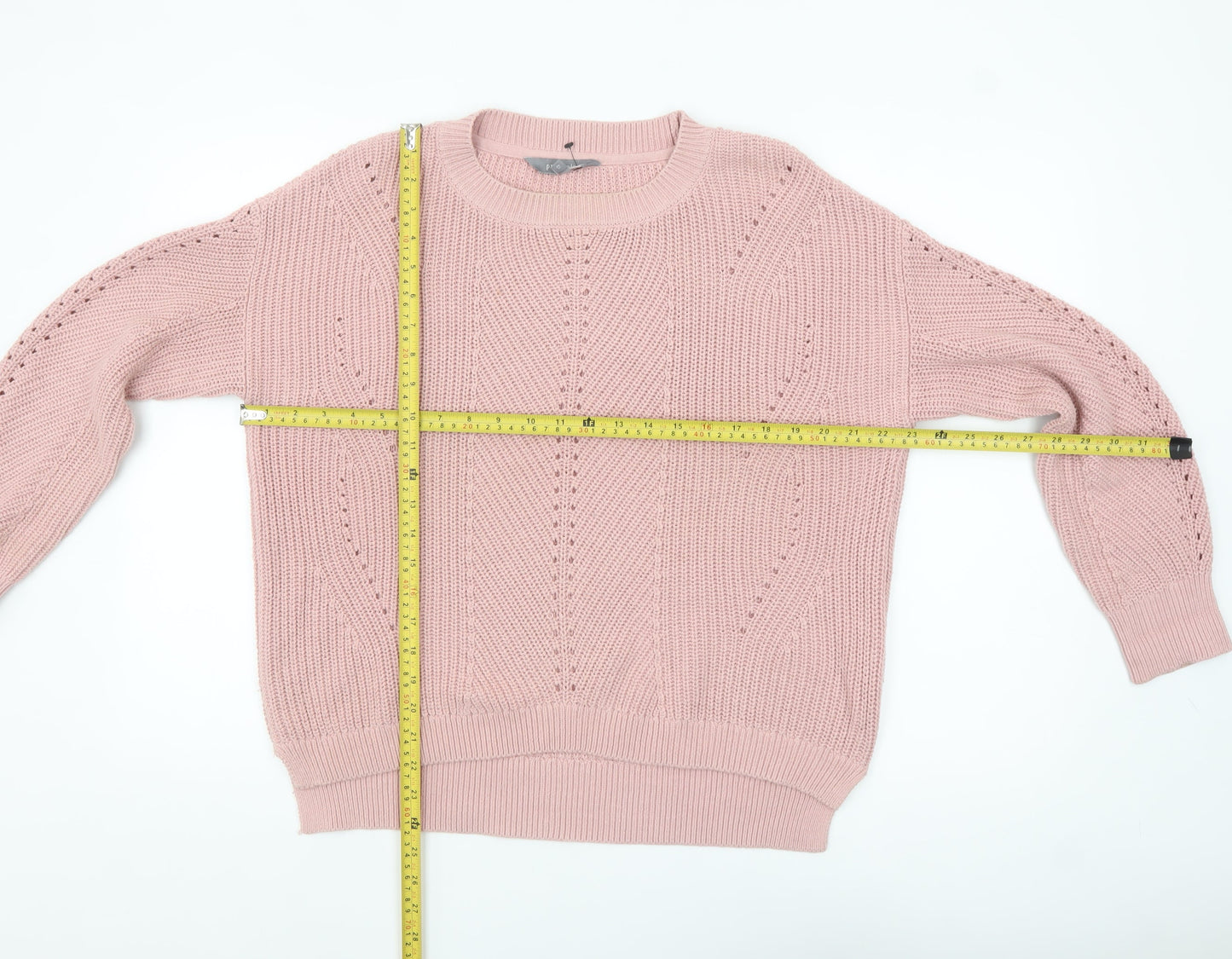 Principles Women Pink Cotton Acrylic Regular Fit Chunky Knit Jumper Size 12