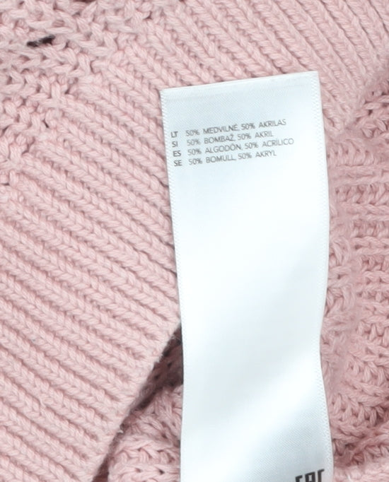 Principles Women Pink Cotton Acrylic Regular Fit Chunky Knit Jumper Size 12