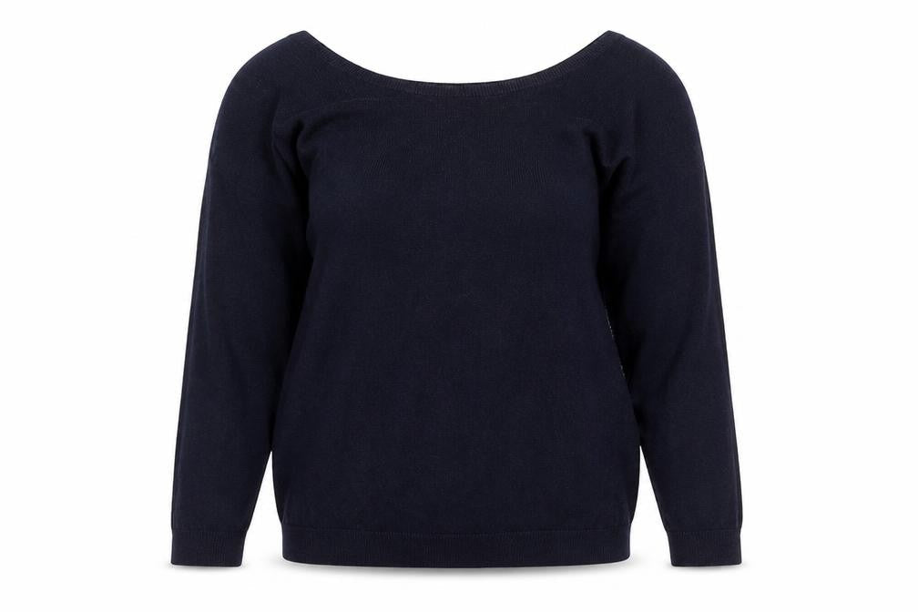 Marie Sixtine Womens Blue Wool Cotton Viscose Silk V-Neck Jumper M