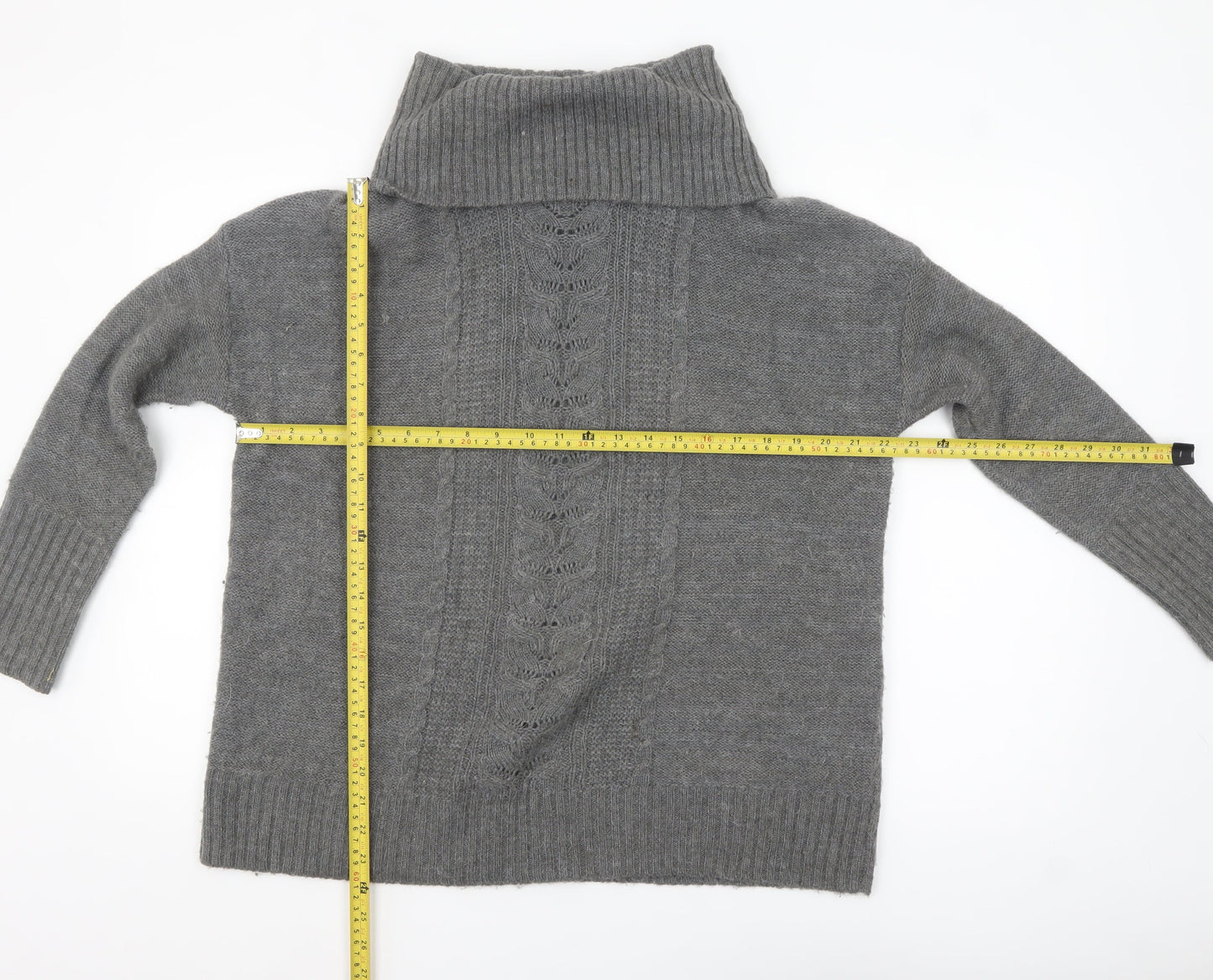 Crew Clothing Co. Womens Grey Roll Neck Wool Blend Jumper M