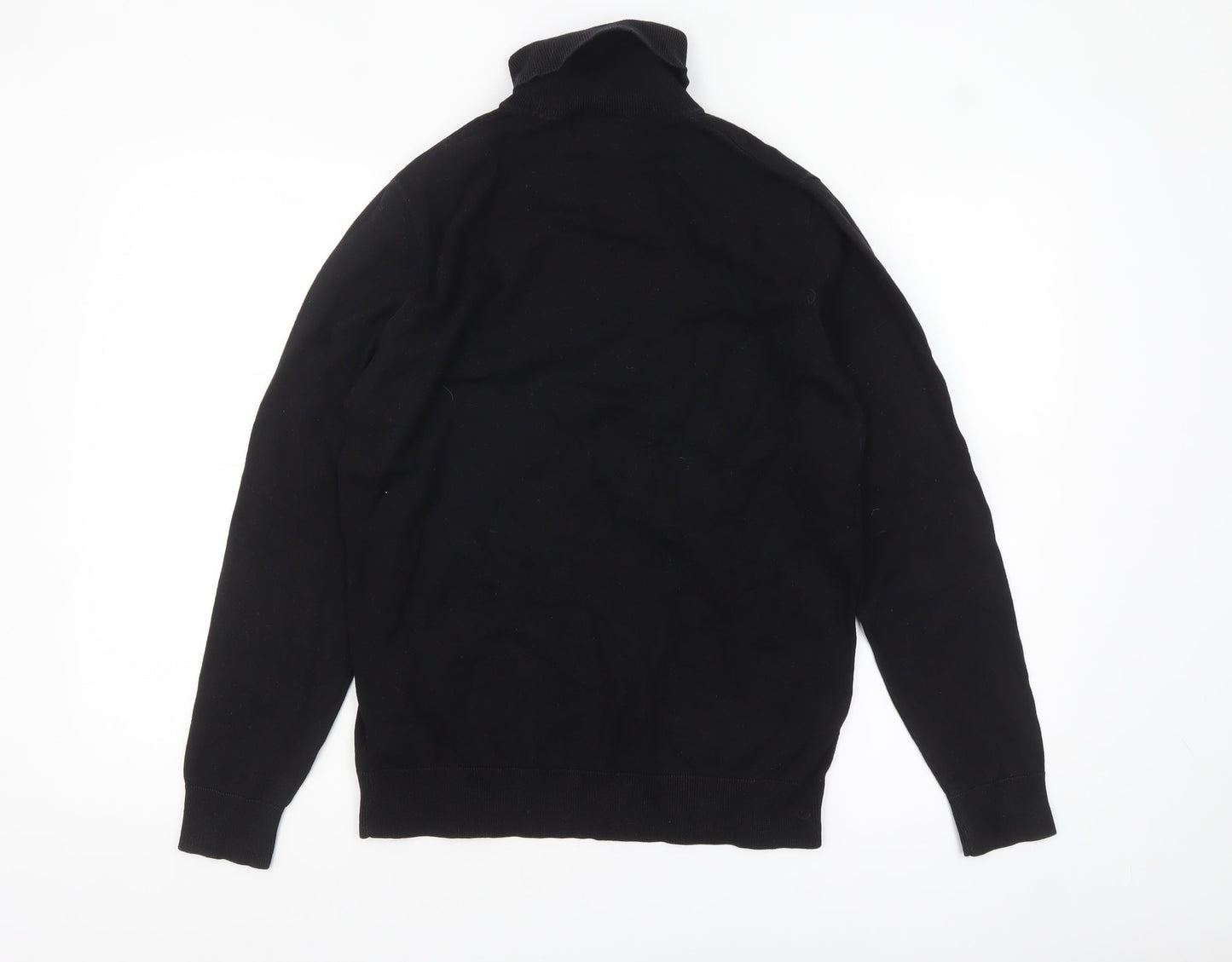 Next Mens Black Roll Neck Cotton Jumper Size S