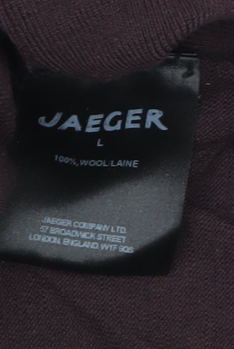 Jaeger Womens Brown Wool Short Sleeve Crew Neck Jumper L