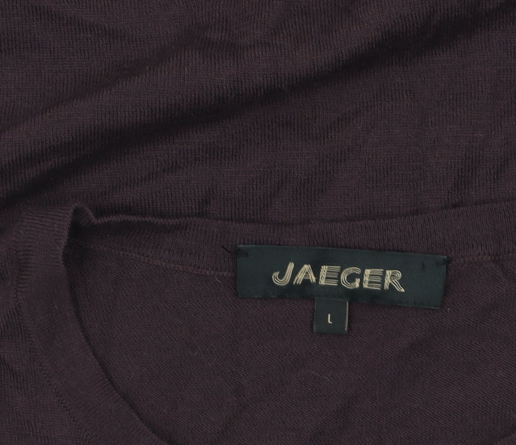 Jaeger Womens Brown Wool Short Sleeve Crew Neck Jumper L