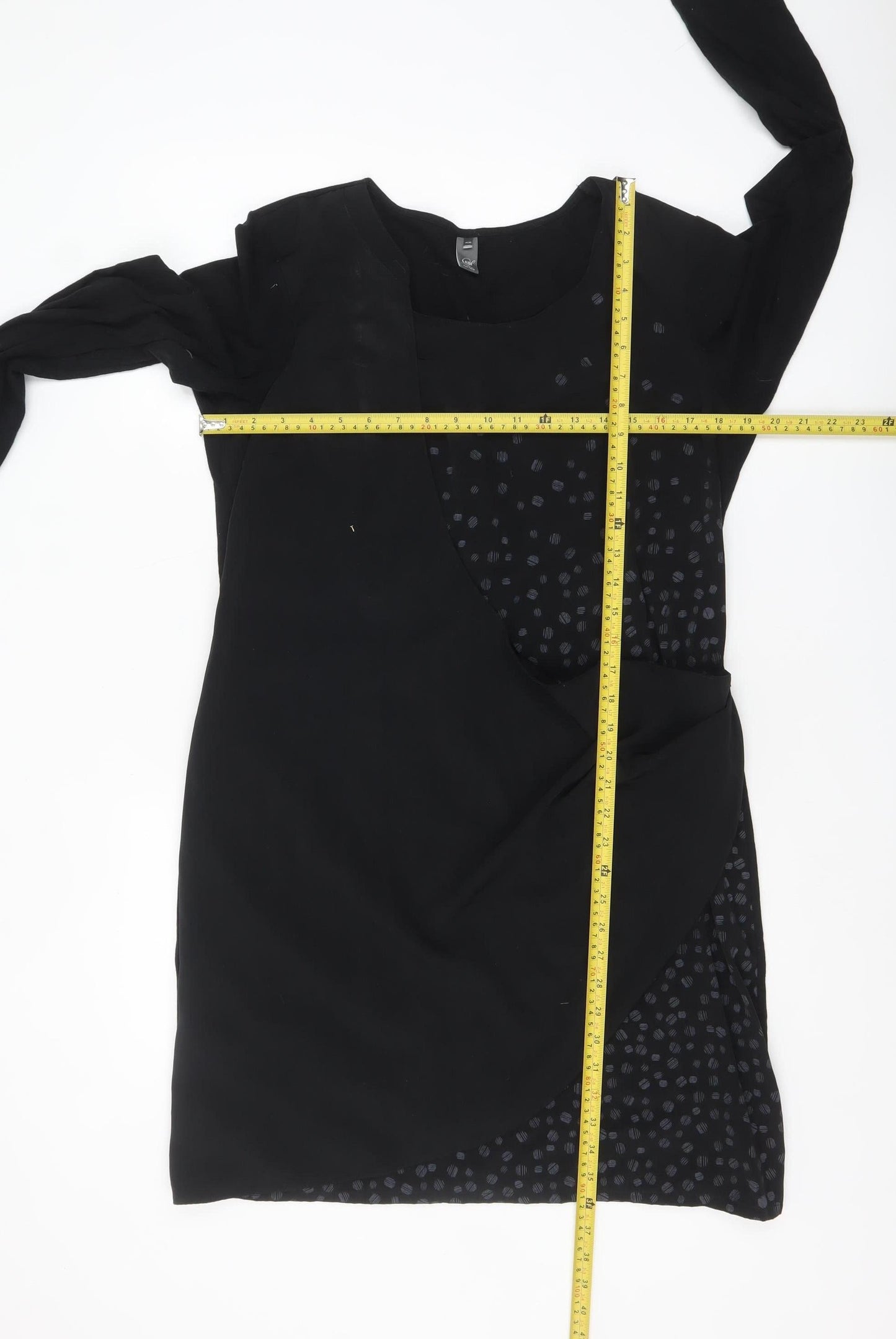 Lady Captain Women's Black Size 14 Asymmetric Long Sleeve Dress