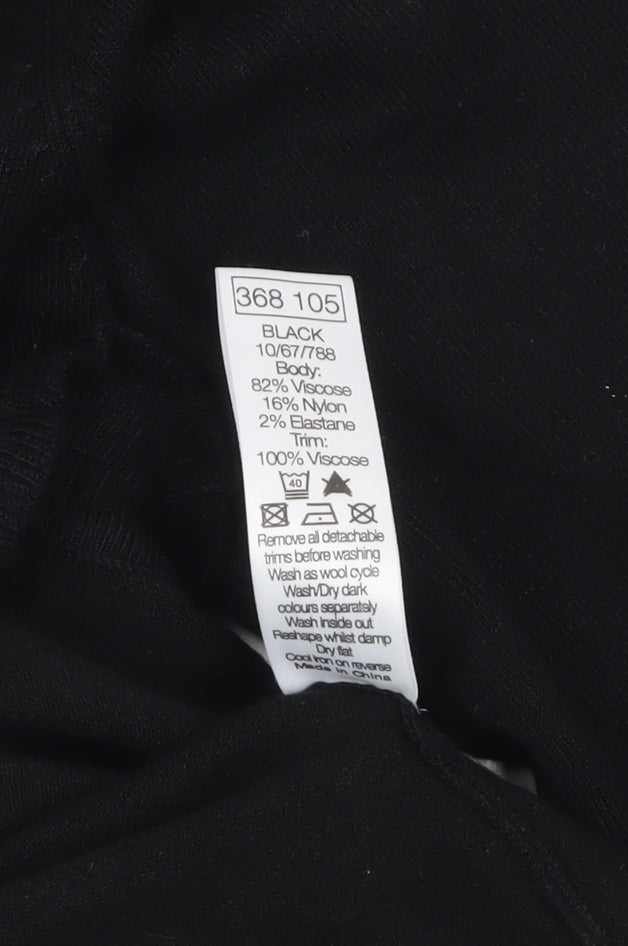 M&Co Women’s Black Ruffle Trim Cardigan Size M Long Sleeve