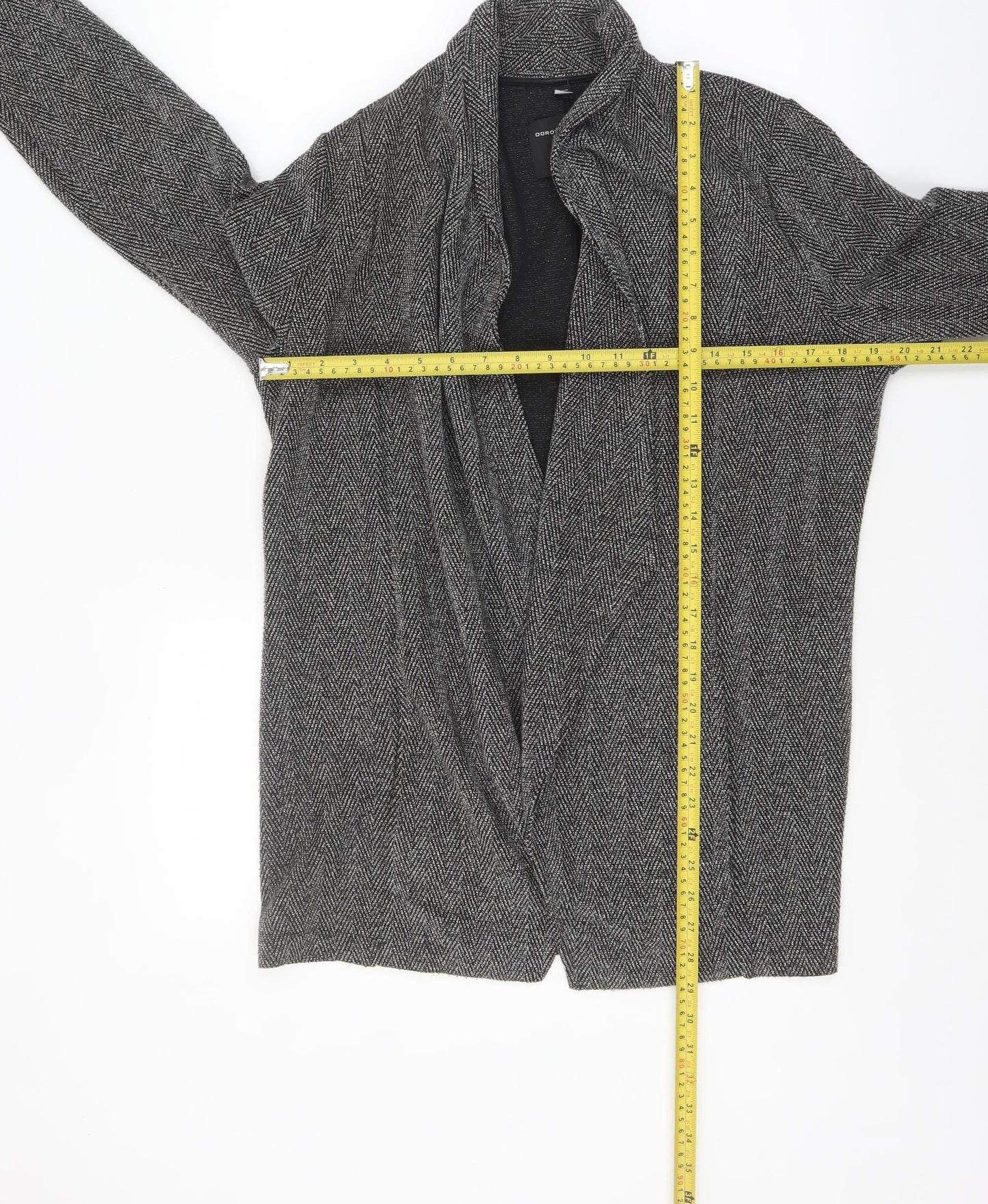 Dorothy Perkins Women Grey Herringbone Open Blazer Jacket Size 10