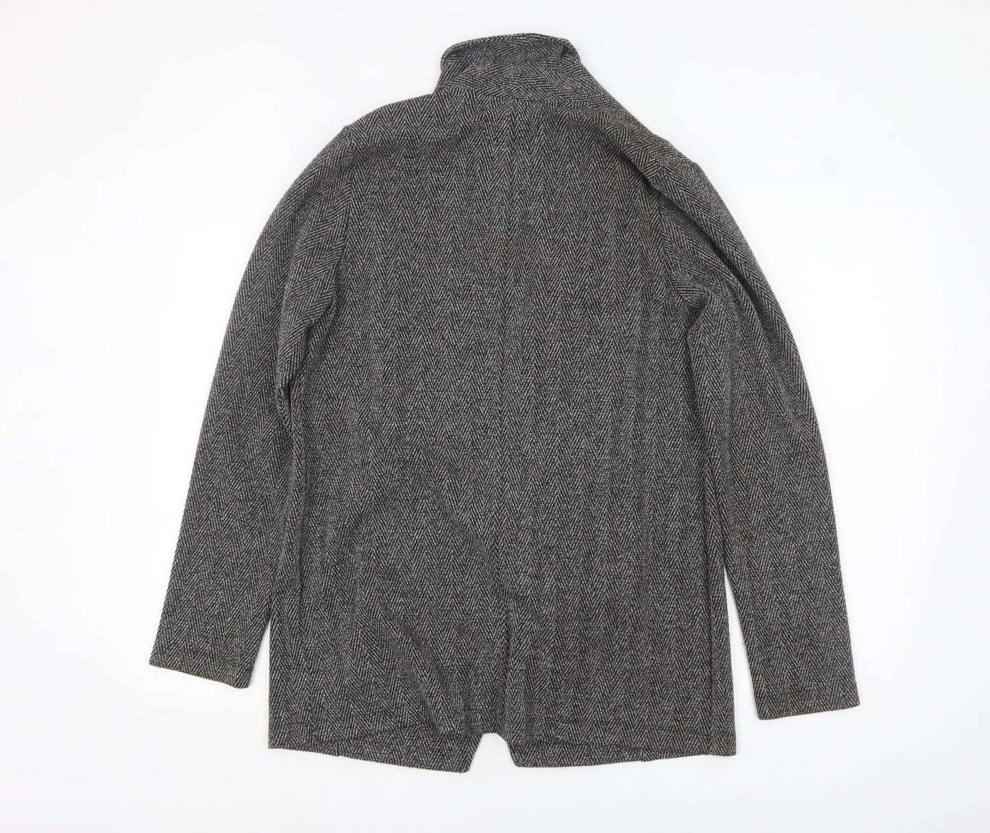 Dorothy Perkins Women Grey Herringbone Open Blazer Jacket Size 10
