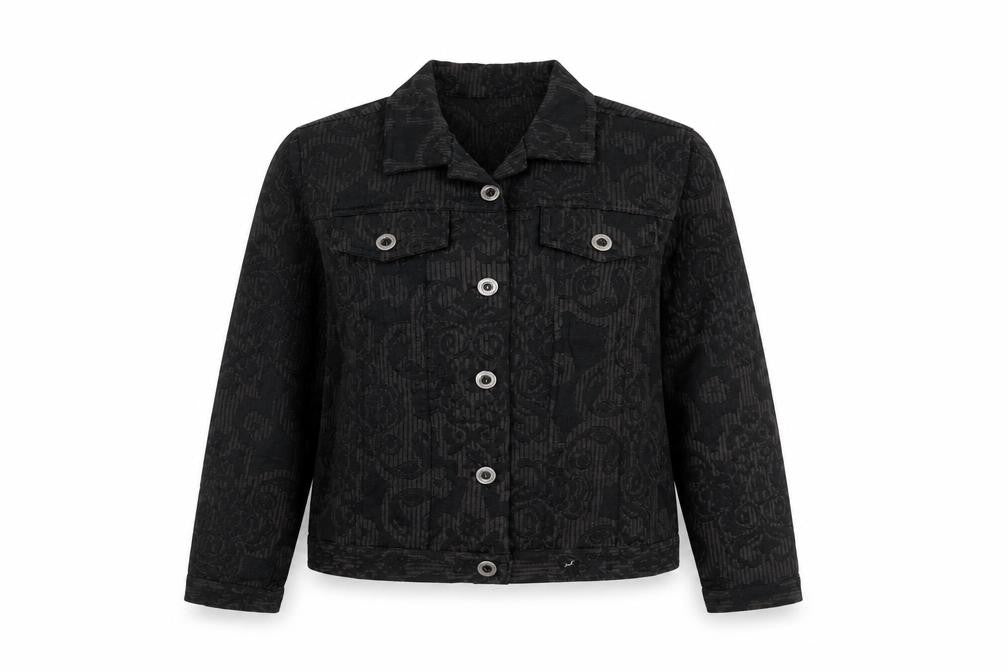 Christopher & Banks Women's Black Jacquard Button-Up Jacket Size M