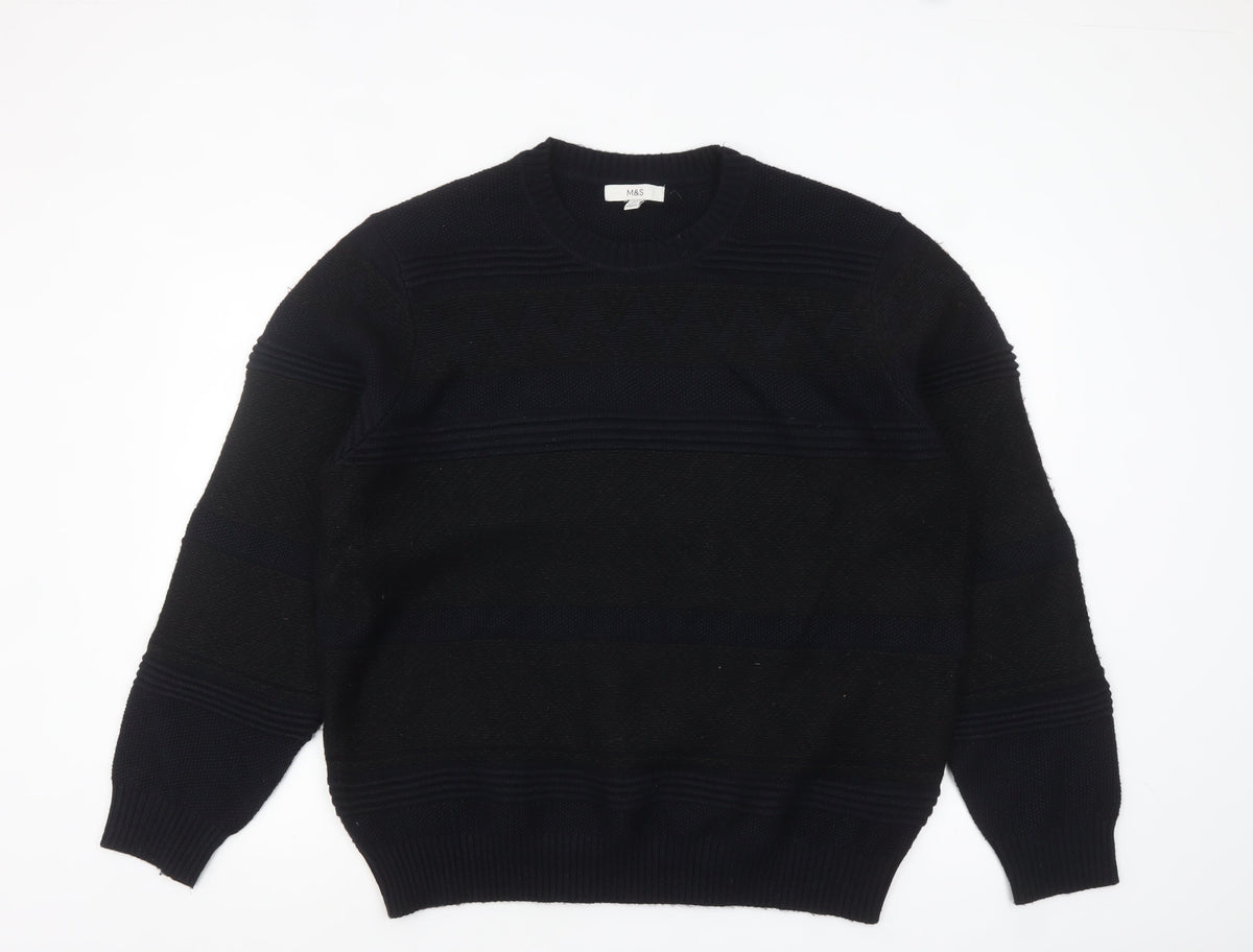 Back view of Marks and Spencer men’s black 2xl crew neck knit jumper