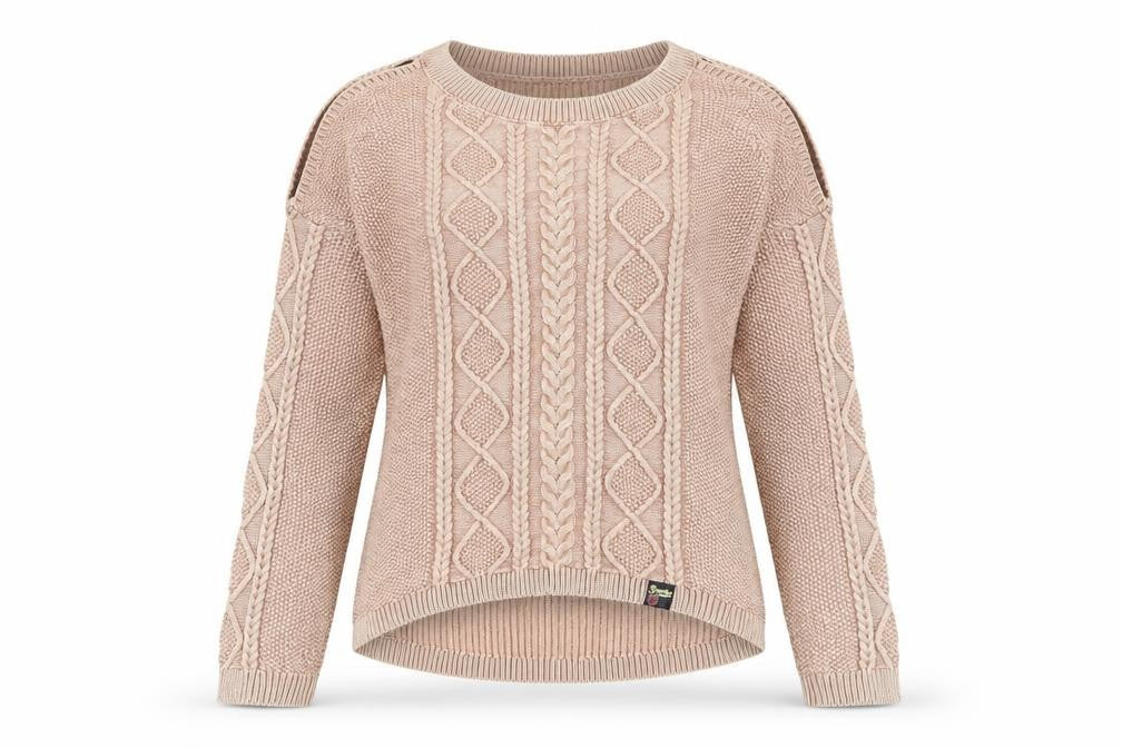 Superdry Women's Beige Cable Knit Cotton Jumper UK 10