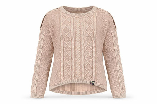 Superdry Women's Beige Cable Knit Cotton Jumper UK 10