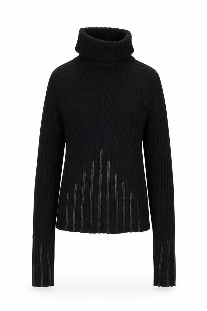 River Island Women's Black Roll Neck Ribbed Knit Jumper Size 10