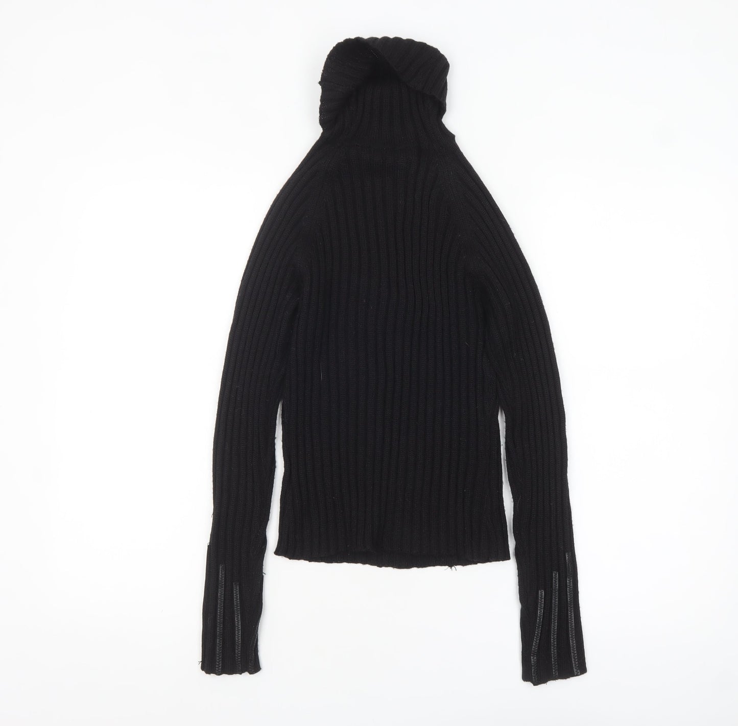 River Island Women's Black Roll Neck Ribbed Knit Jumper Size 10