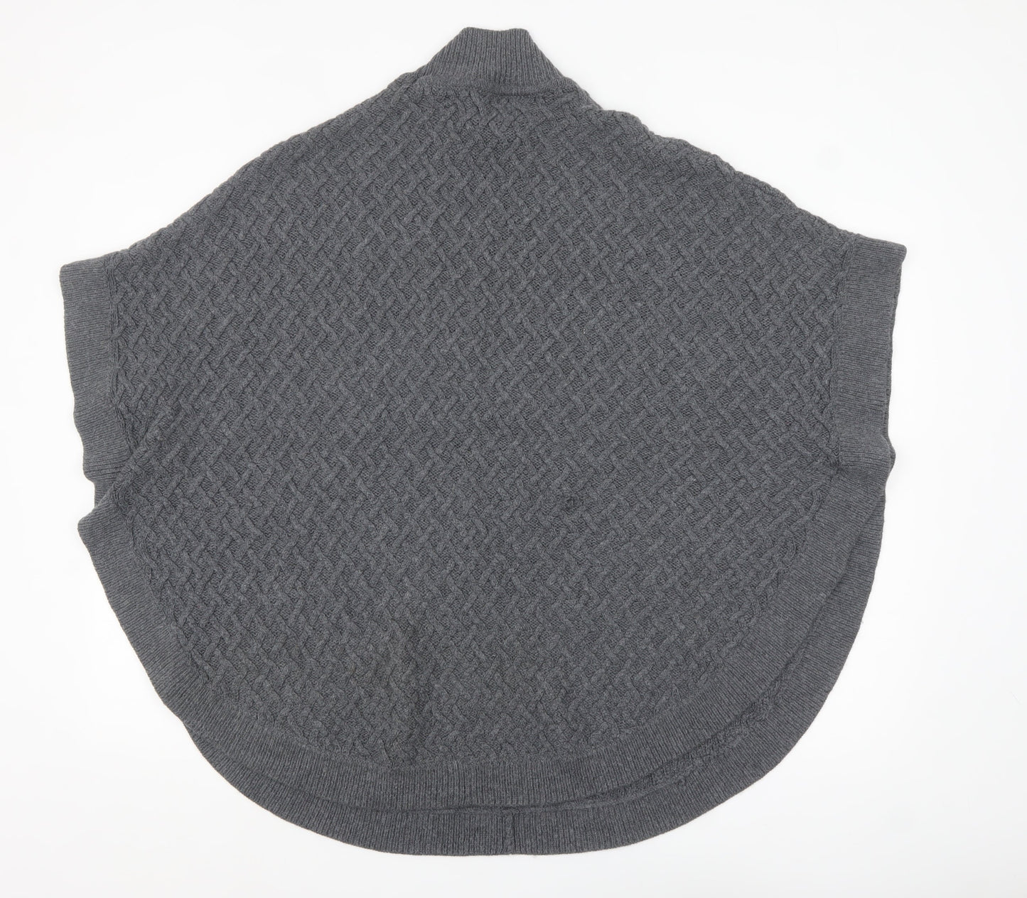 Amaryllis Women Grey High Neck Cable-Knit Cape Jumper M
