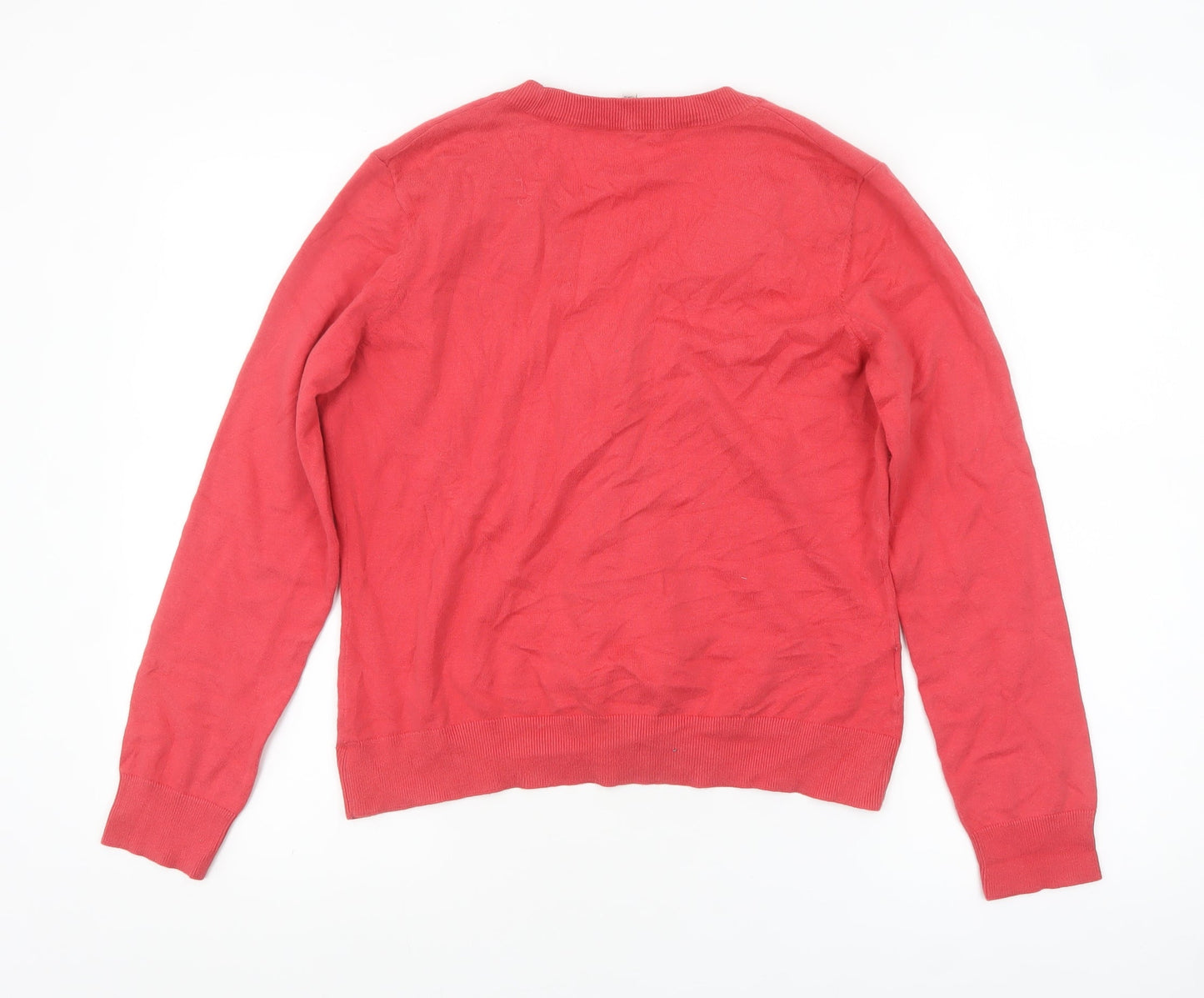 Laura Ashley Women Red V-Neck Long Sleeve Cardigan UK 14