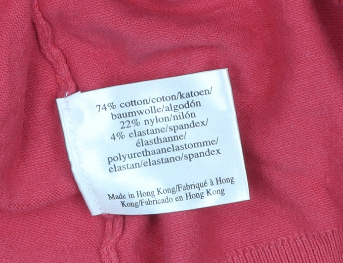 Laura Ashley Women Red V-Neck Long Sleeve Cardigan UK 14