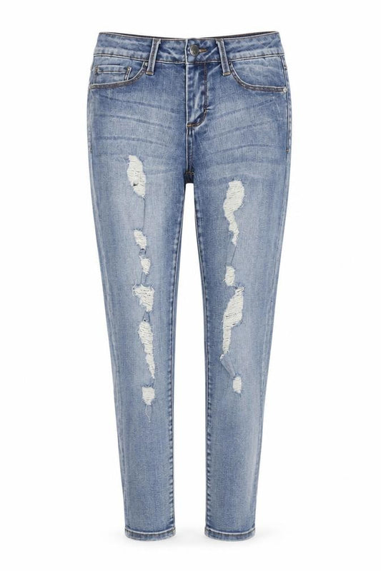 bebe Womens Blue Distressed Skinny Jeans Size 27 Mid Rise Denim