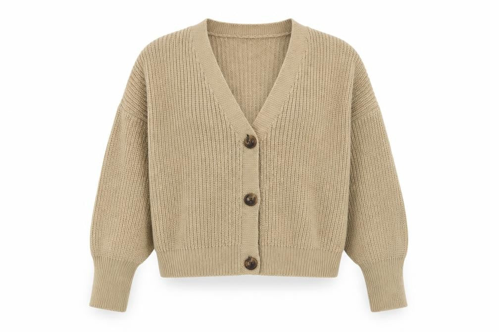 Vero Moda Women’s Beige Chunky-Knit V-Neck Cardigan XL