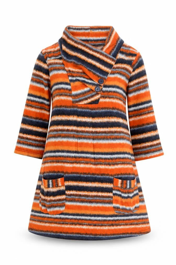Stella Women’s Orange Striped A-Line Knit Dress Size 8