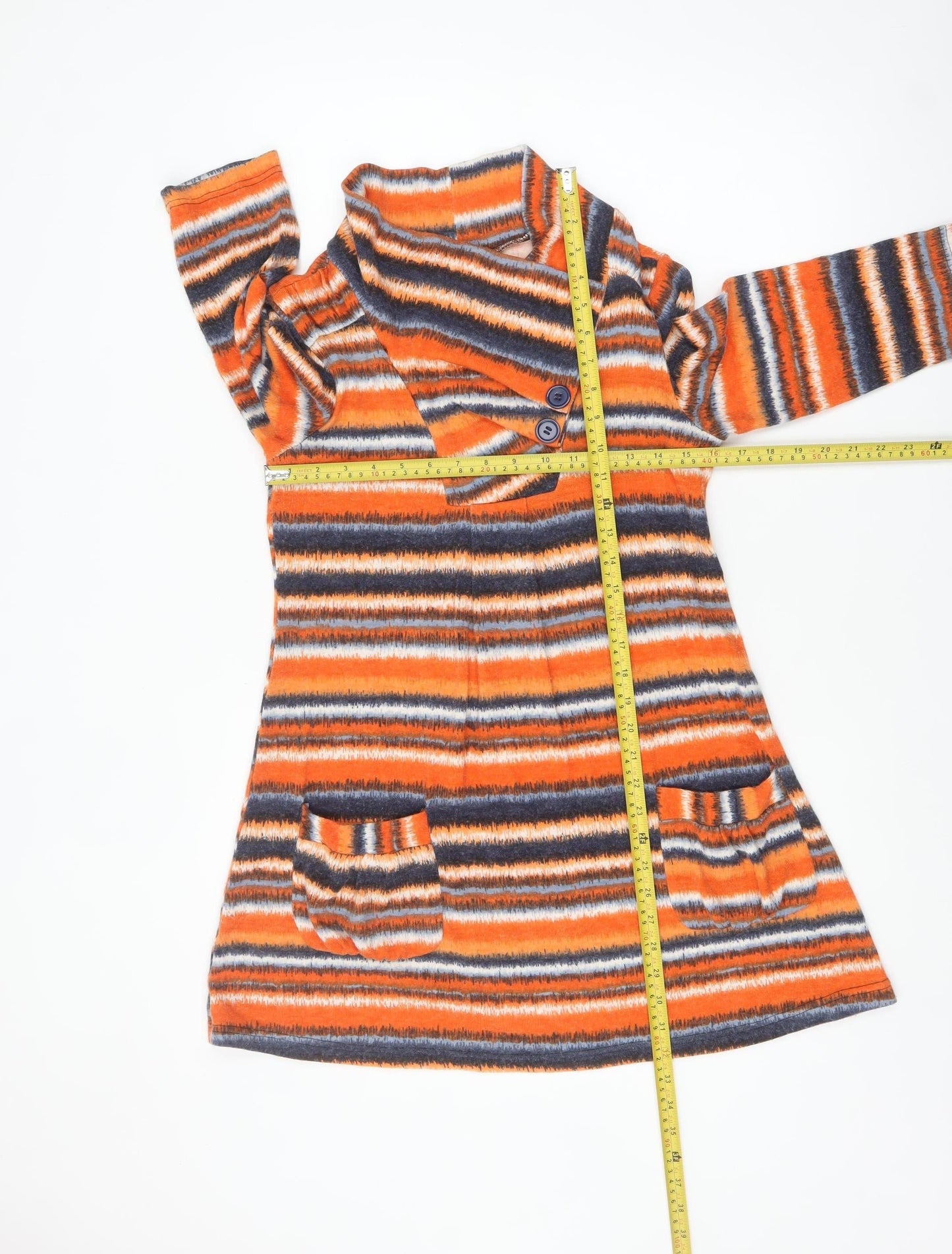 Stella Women’s Orange Striped A-Line Knit Dress Size 8