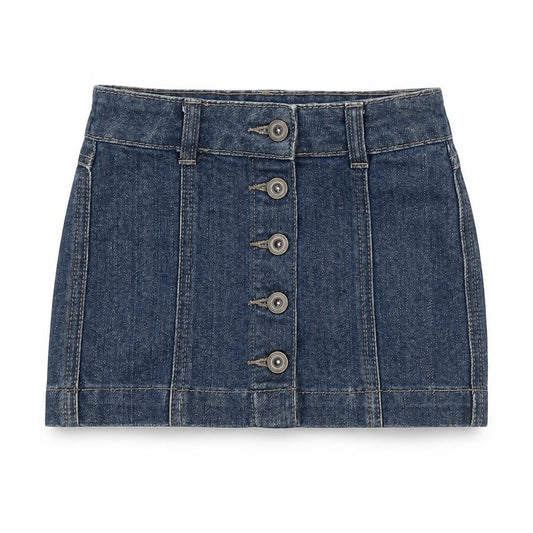 Tu Girls Blue Denim Button Front Mini Skirt 4 Years Cotton Blend