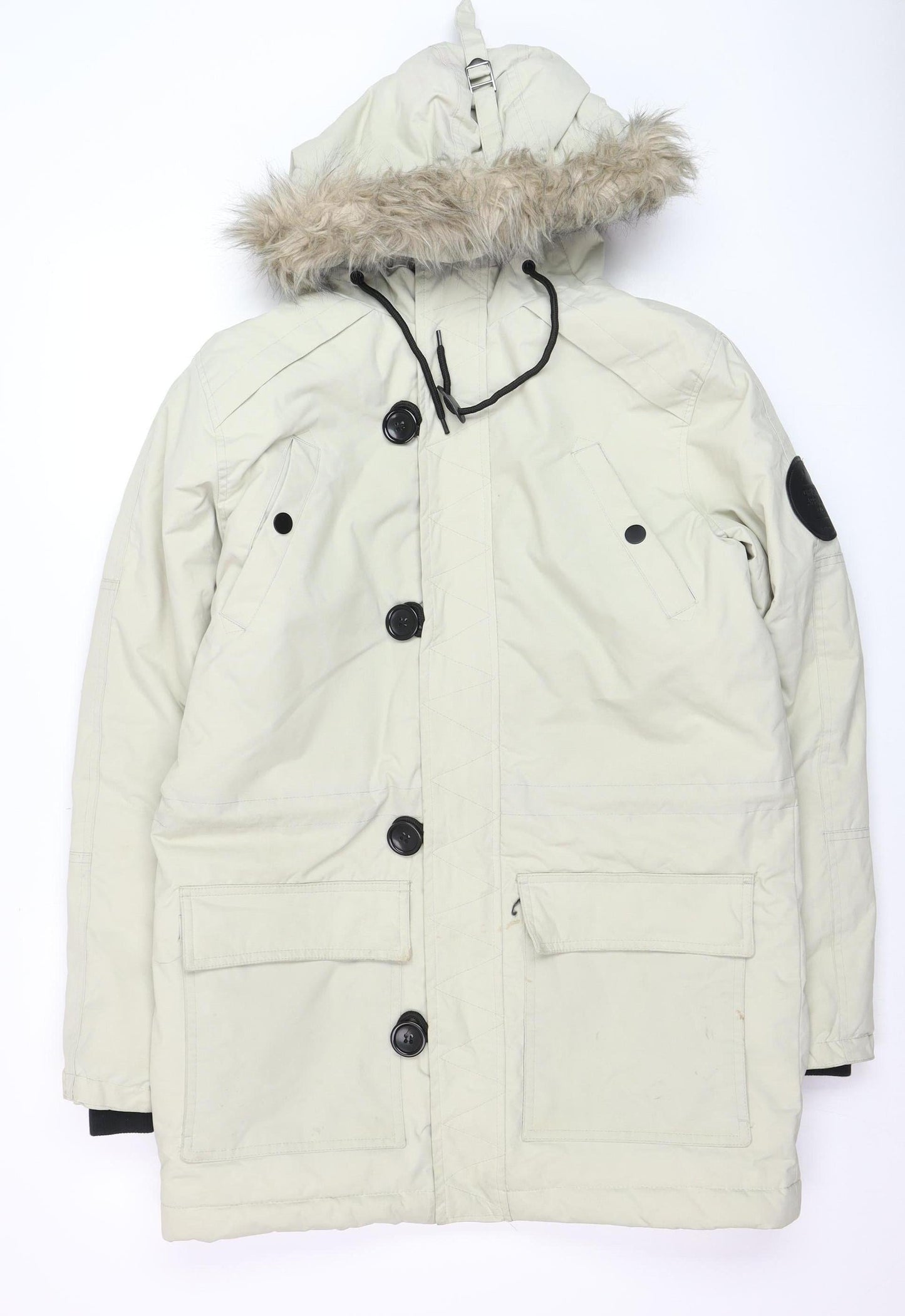 Cedarwood State Men's Beige Hooded Parka Coat Size S