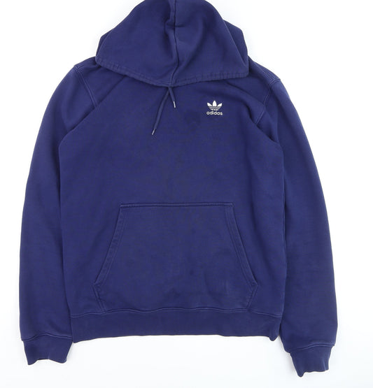 adidas Mens Blue Pullover Hoodie Medium Regular Fit Sports Fleece