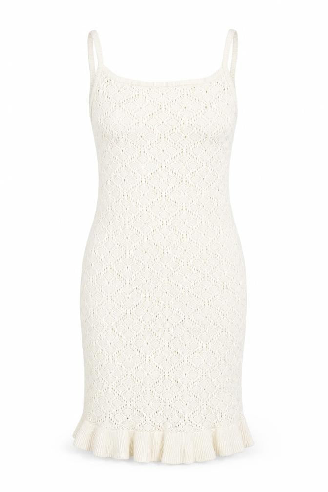H&M Teens Beige Knit Slip Dress 12-14Y Summer Ruffle Hem