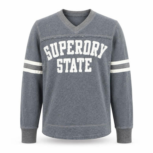 Superdry Men's Grey V-Neck Graphic Pullover Jumper M