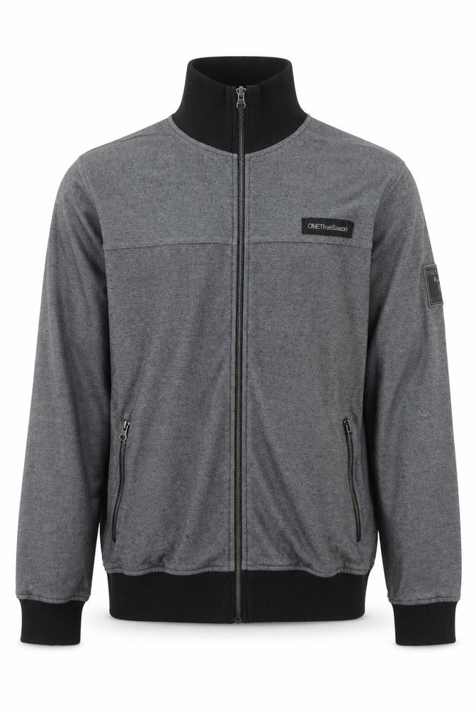 One True Saxon Men's Grey Track Jacket L Full Zip Casual Activewear
