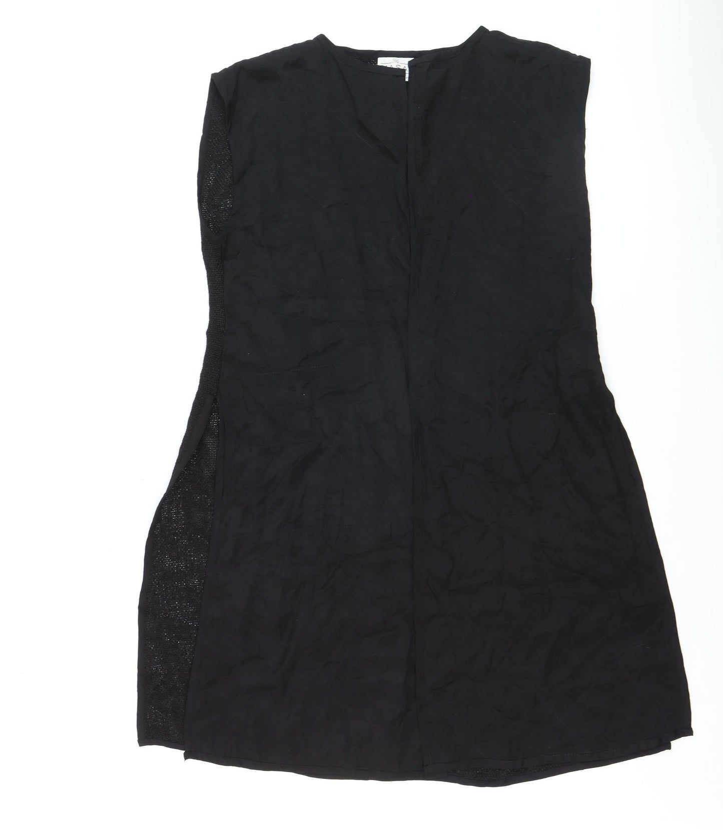 Masai Women Black Open Knit Sleeveless Vest Medium