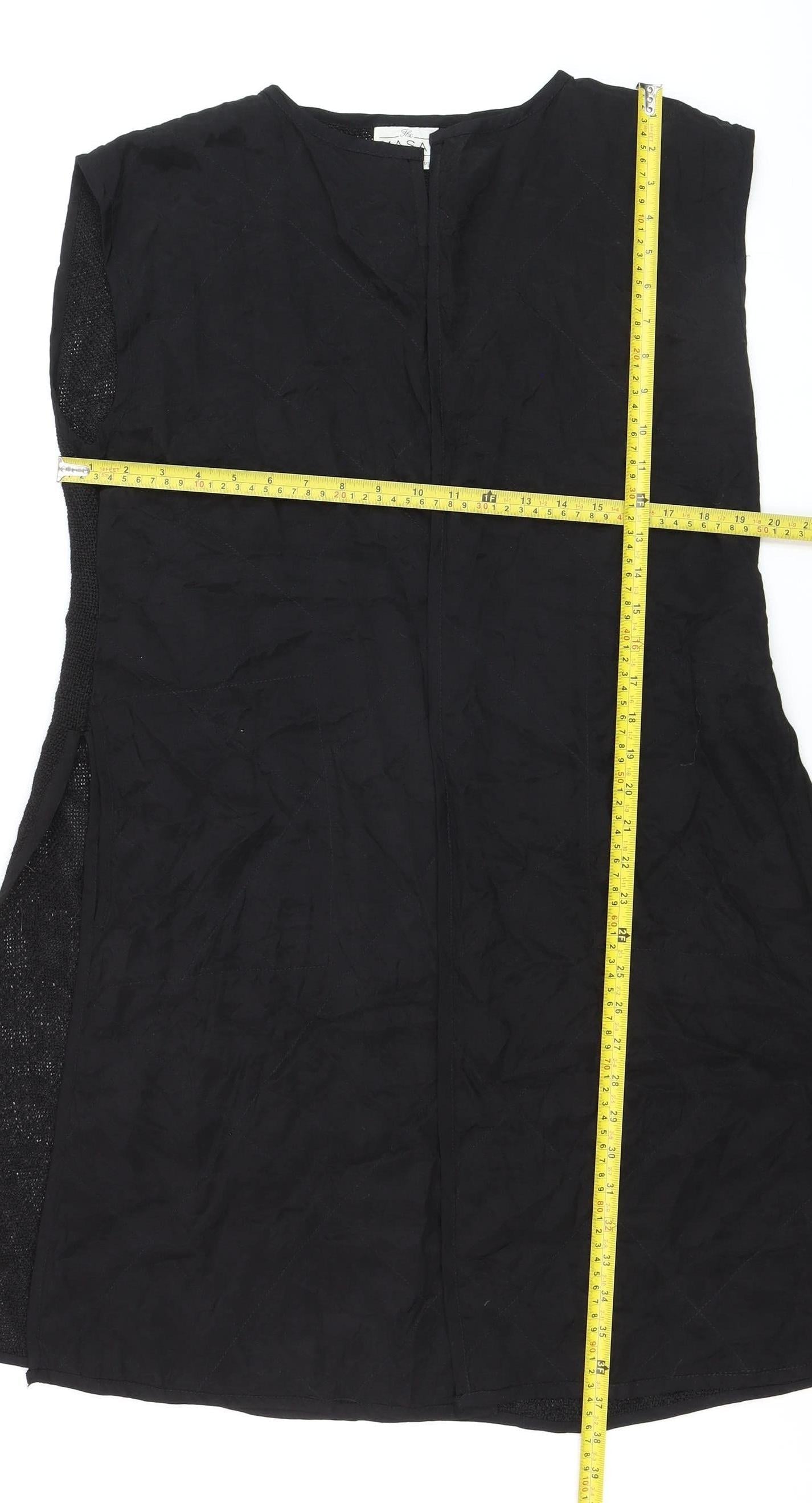 Masai Women Black Open Knit Sleeveless Vest Medium