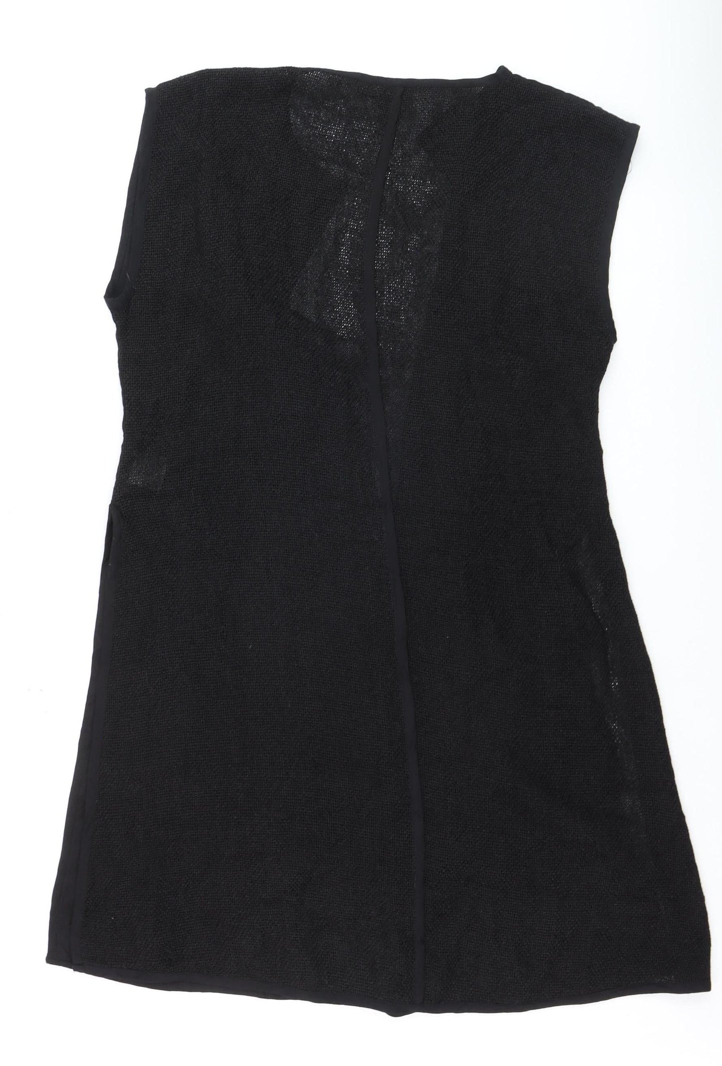 Masai Women Black Open Knit Sleeveless Vest Medium