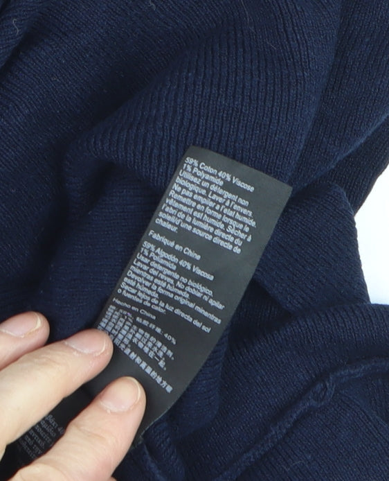 Oasis Women's Blue Knit Fit & Flare Dress Size M Long Sleeve V-Neck