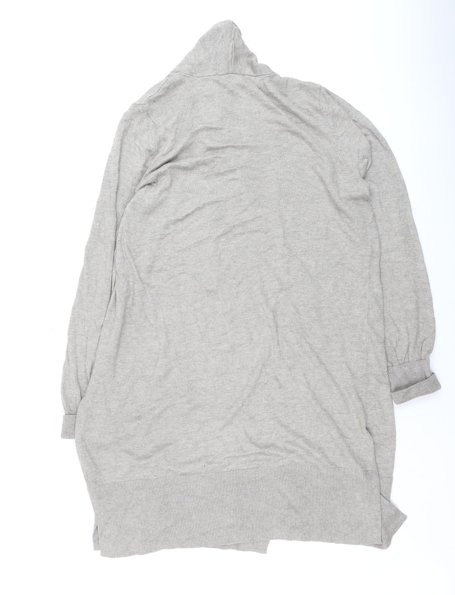 Next Women Grey Medium Open Front Long Sleeve Knit Cardigan