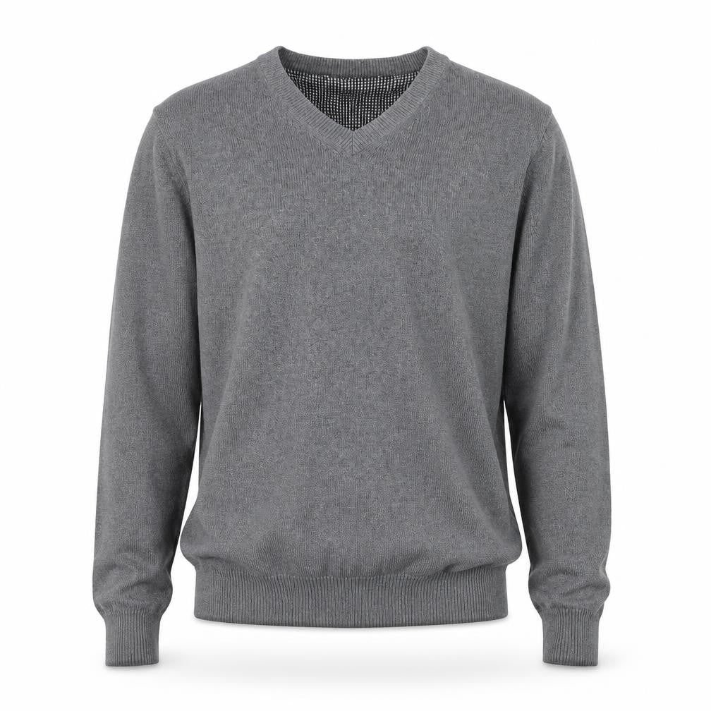 Marks & Spencer Blue Harbour Men's Grey XS V-Neck Cotton Jumper