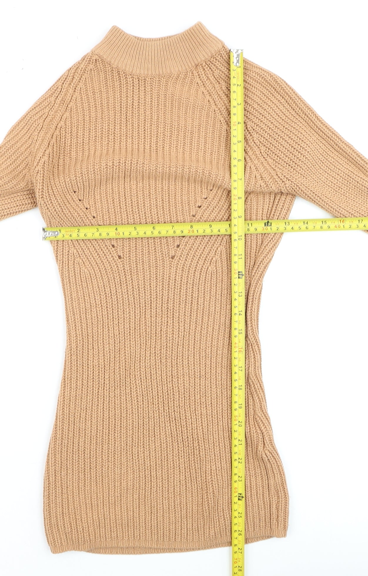 Boohoo Womens Beige Chunky-Knit Mock Neck Long Sleeve Pullover Jumper XS