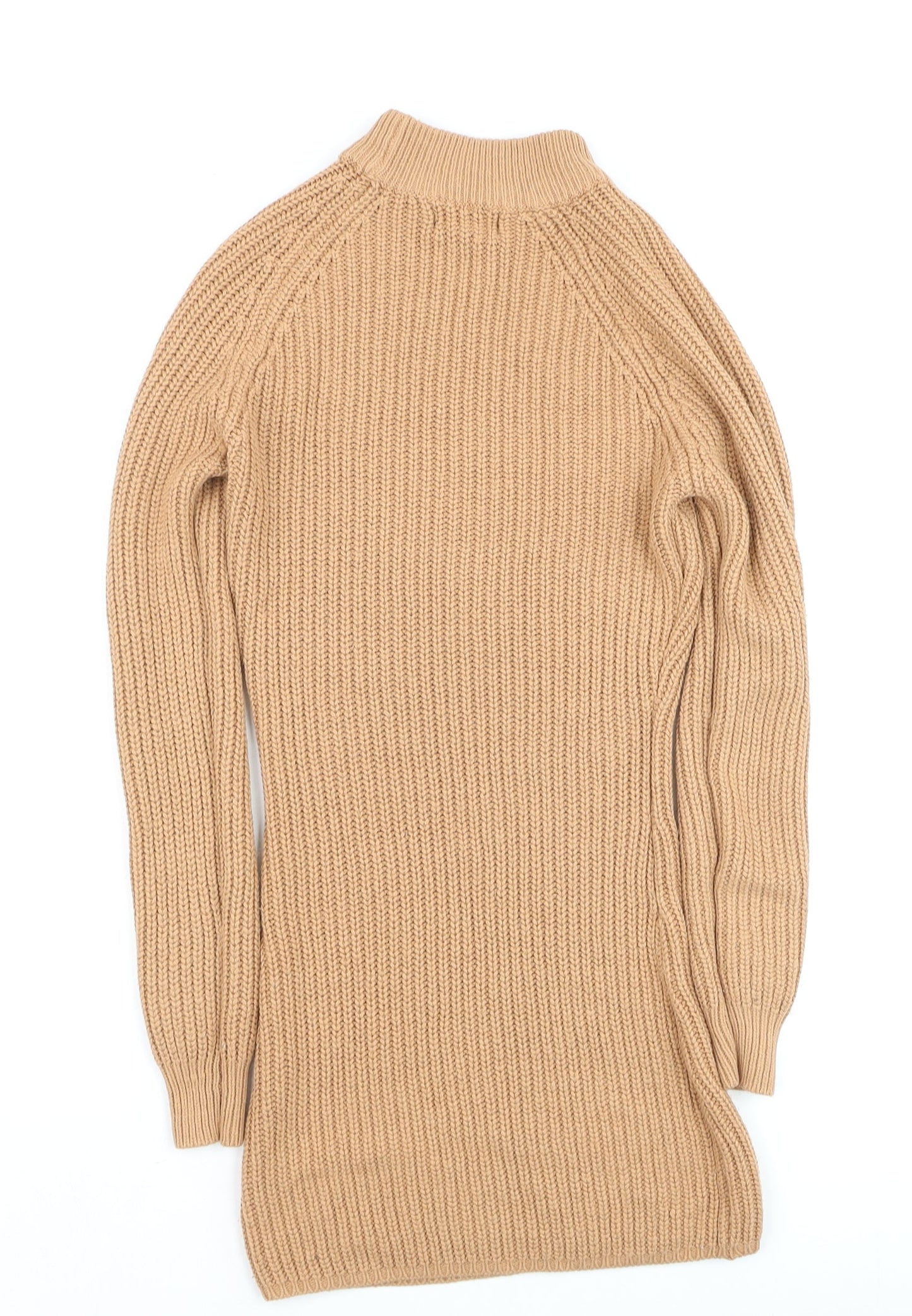 Boohoo Womens Beige Chunky-Knit Mock Neck Long Sleeve Pullover Jumper XS